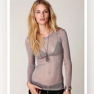 Free People - Going Out Sparkly Long-Sleeve Top Fitted Small, Worn Once